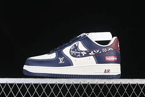 All categories Nk Air Force 1 Air Force series Nk Air Force 1 Low Air Force low top Nike Air Force 1'07 Low Sup tripartite joint white blue wine red Air Force 1 low top casual sneakers YF9511-801